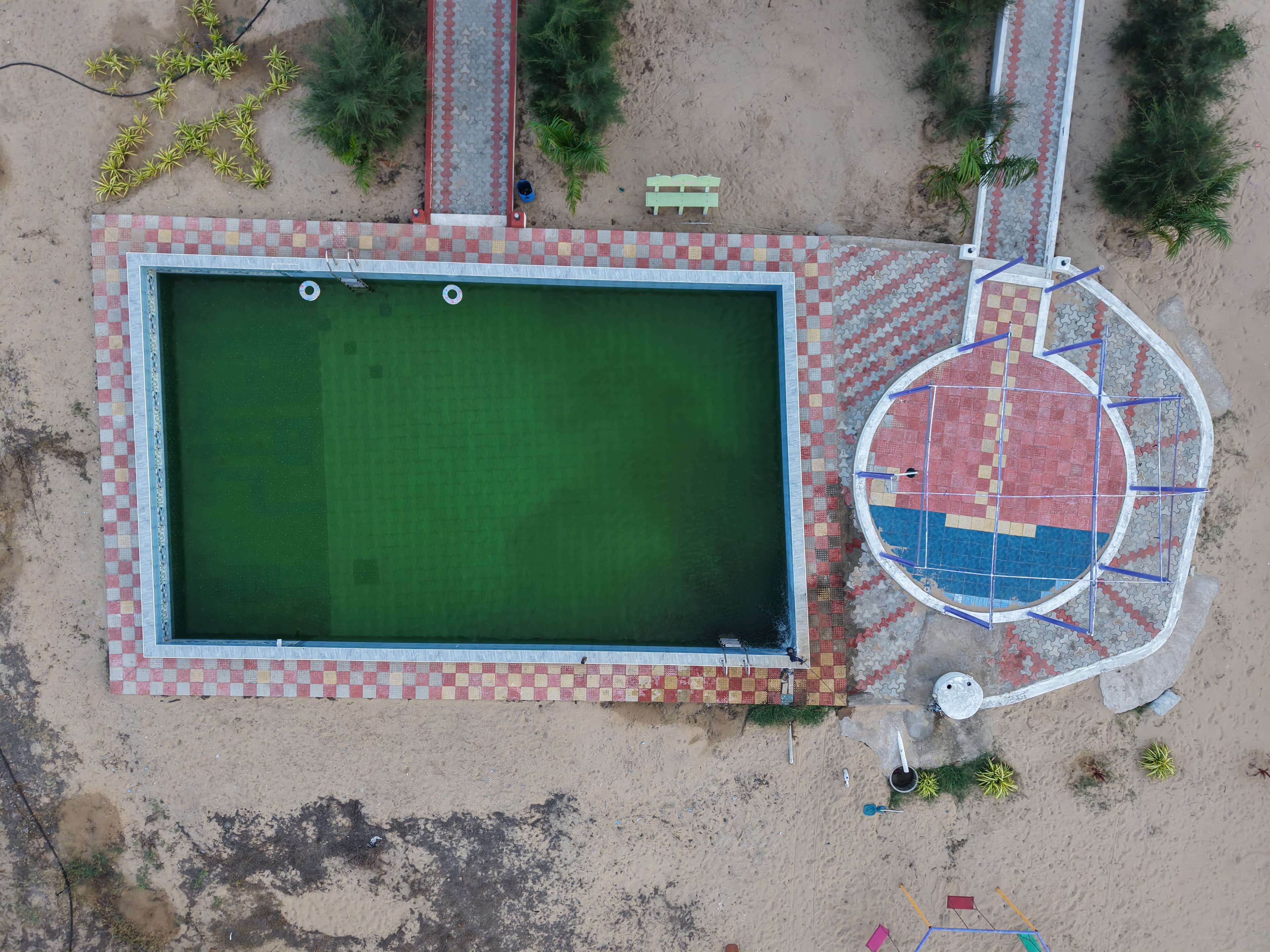 Aerial view of the resort swimming pool